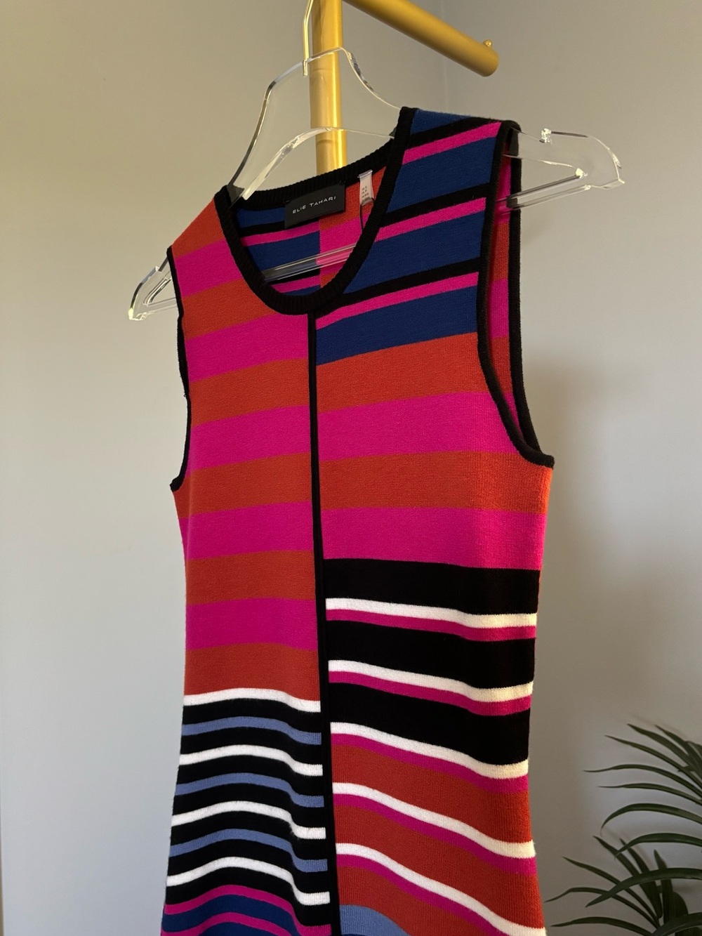 Elie Tahari Selina Stripe Sheath Dress in Pink, Blue & Black - Picture 15 of 16
